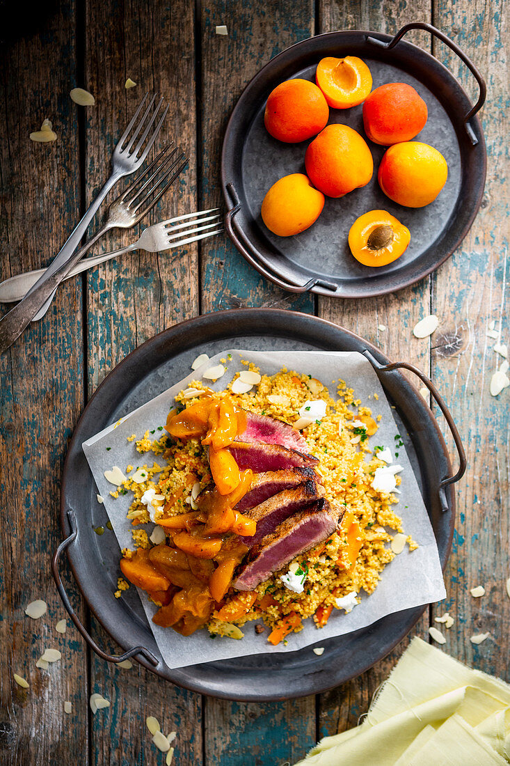 Curry couscous with tuna and apricots
