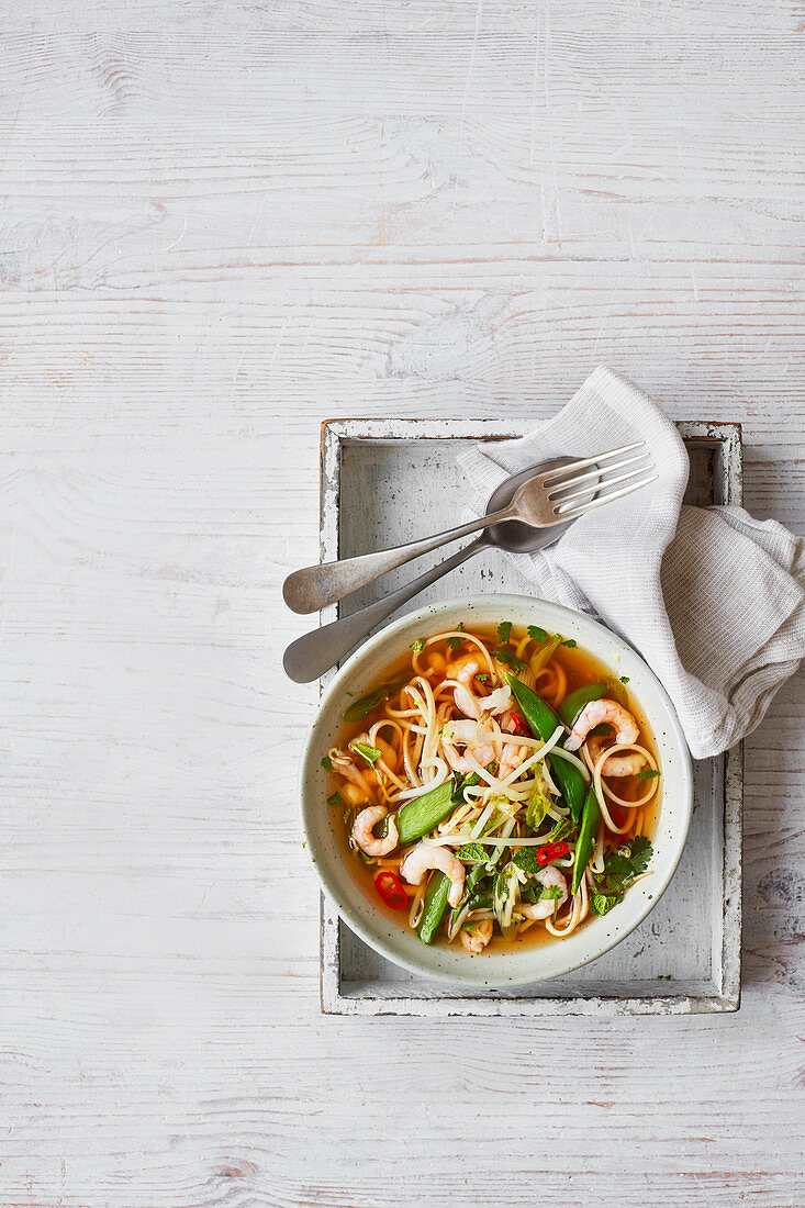 Asian prawn noodle soup
