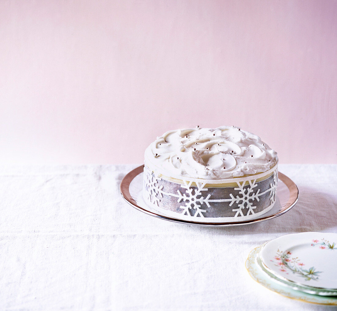 Simple snowflake cake