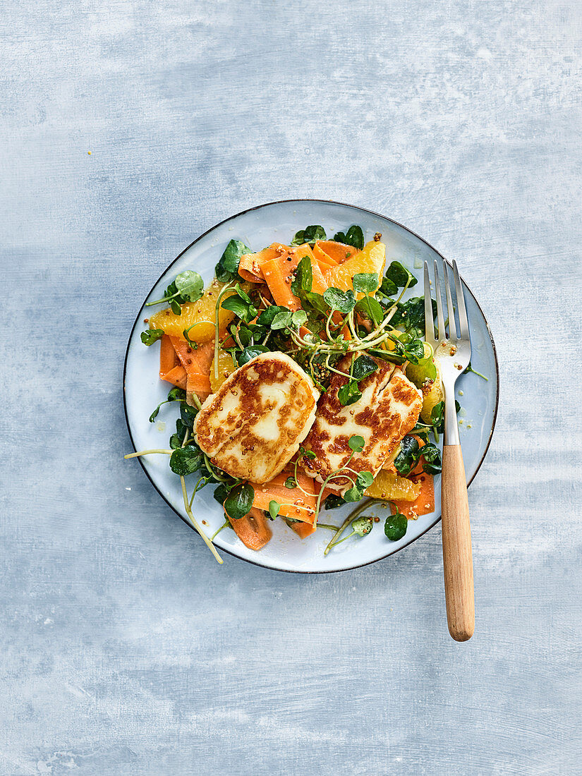 Halloumi, carrot and orange salad