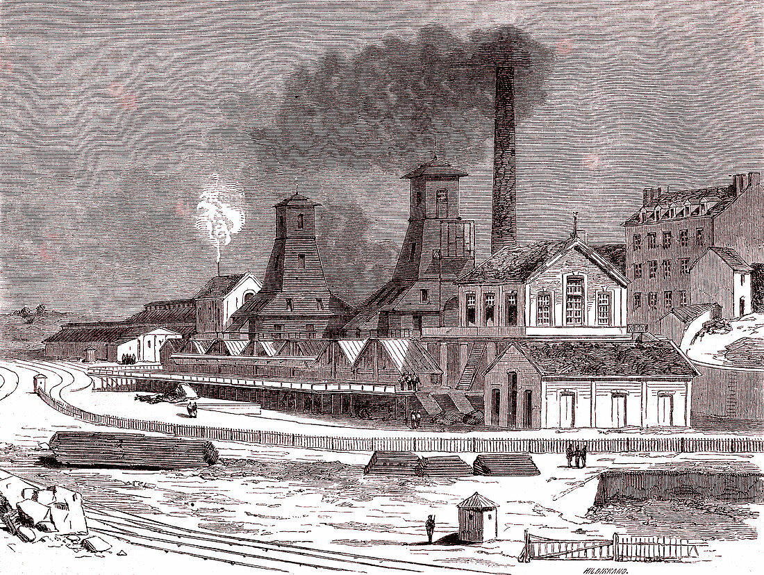 Coal mine, 19th century illustration