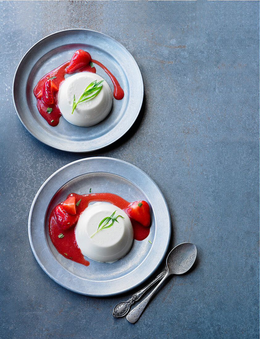 Strawberry and tarragon panna cotta