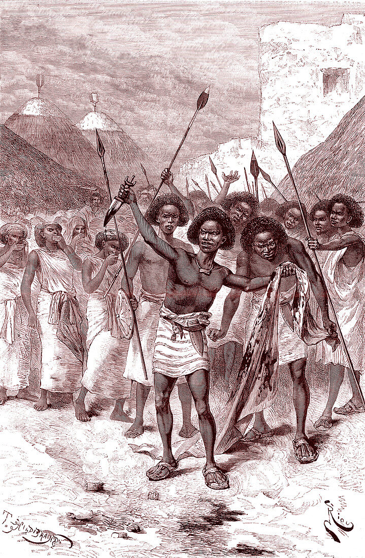 Daout warriors, Somalia, 19th Century illustration