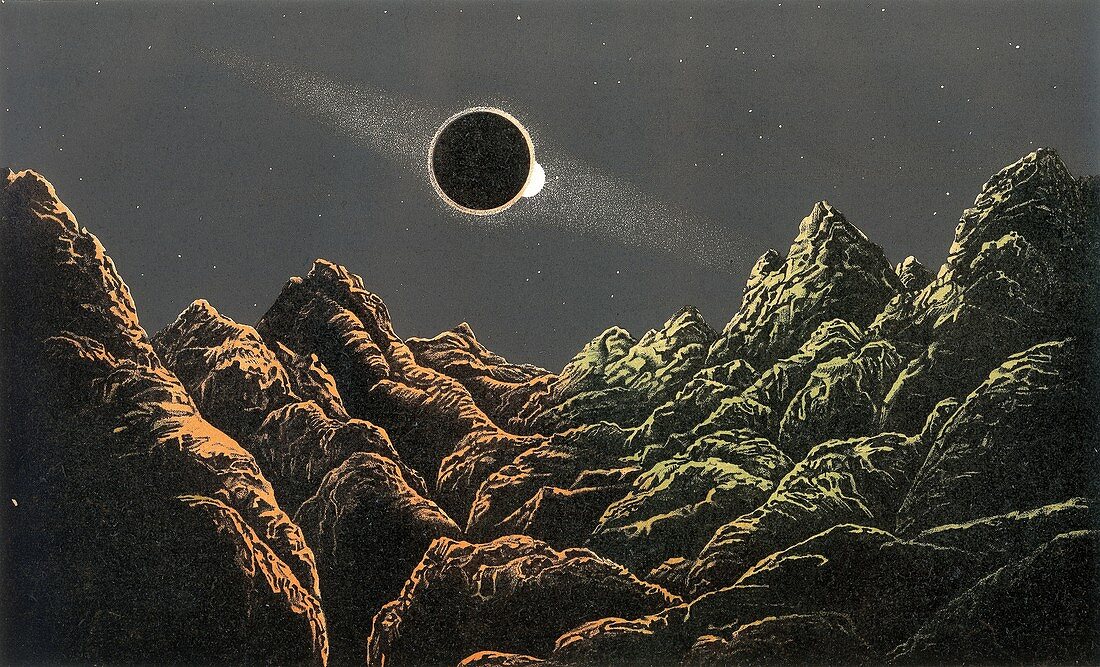 Total lunar eclipse seen from the Moon, illustration