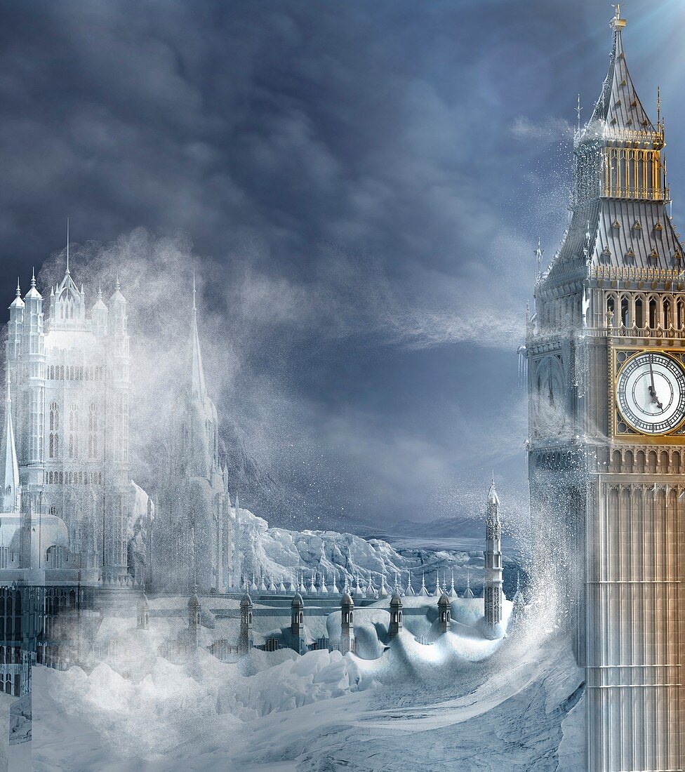 Ice age London, conceptual illustration