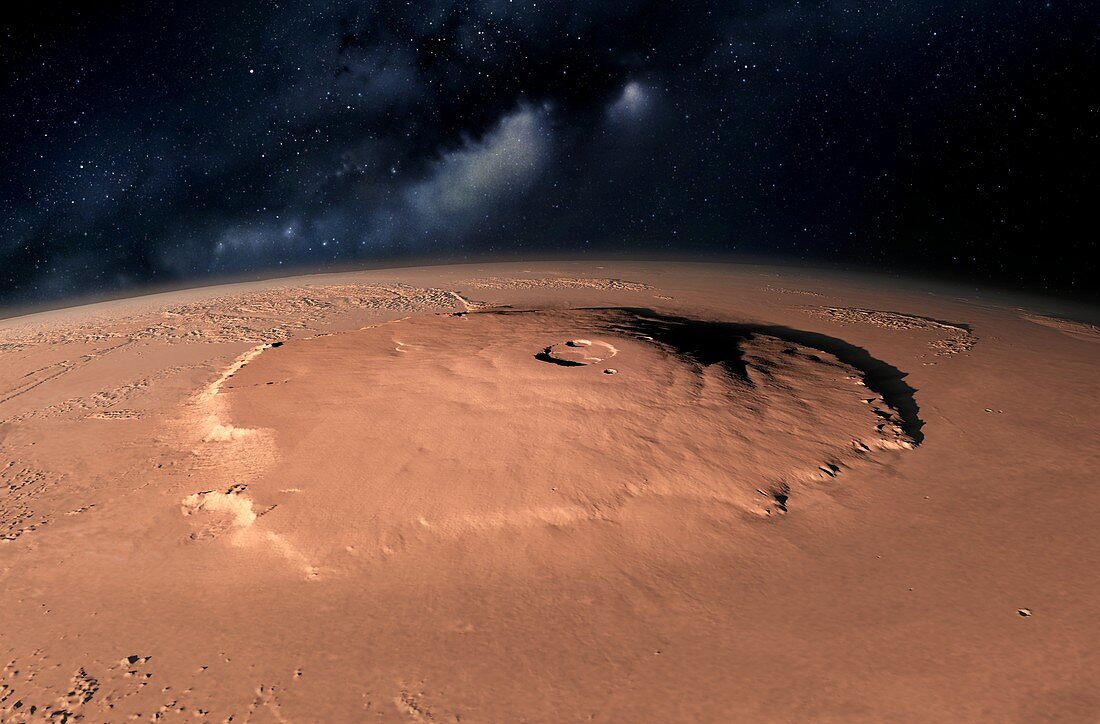 Olympus Mons, Mars, illustration