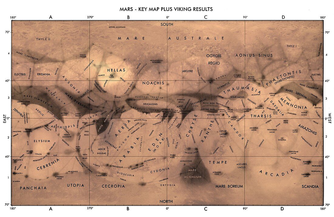 Post Viking Mars map, 1962