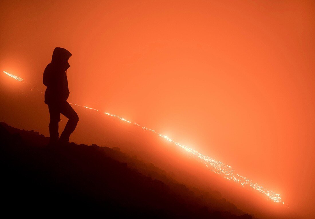 Pacaya lava flow at night, Guatemala