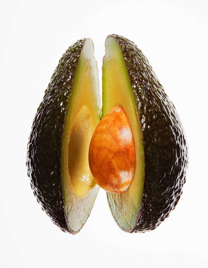 Close up of split avocado