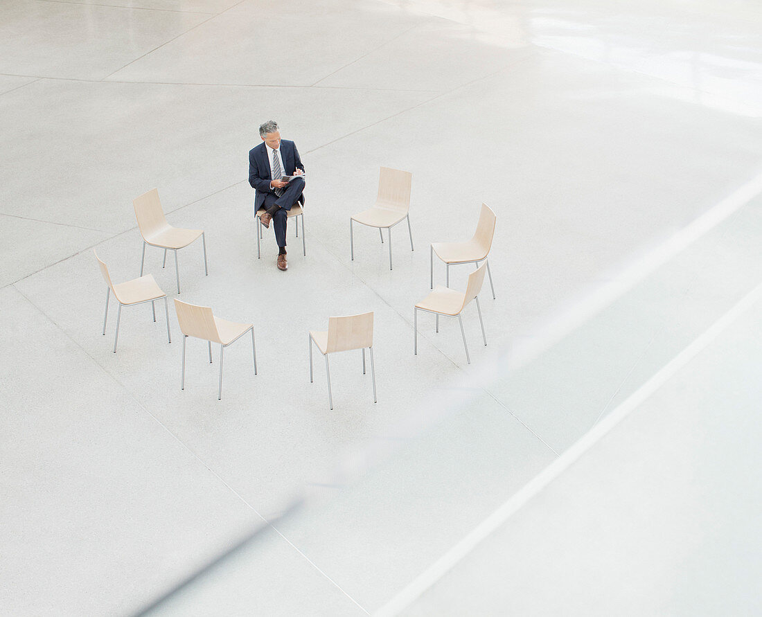 Businessman reviewing paperwork