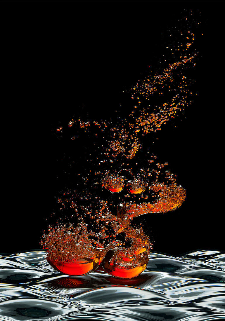 Red and orange water bubbles