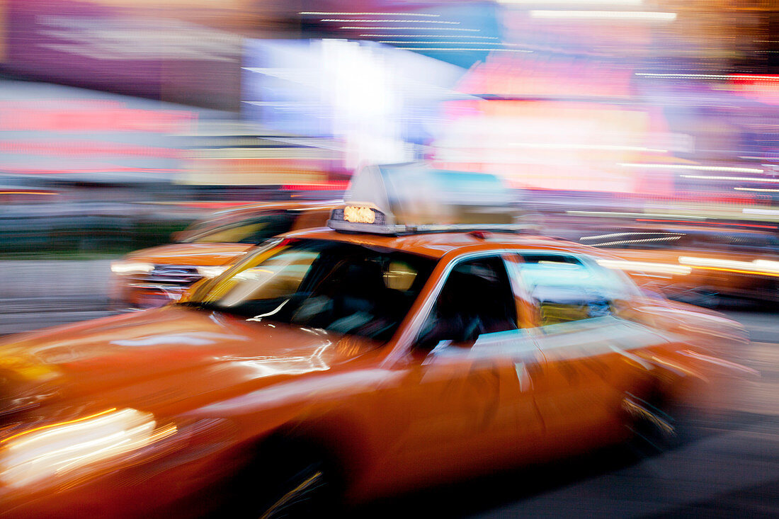 Blurred view of taxi