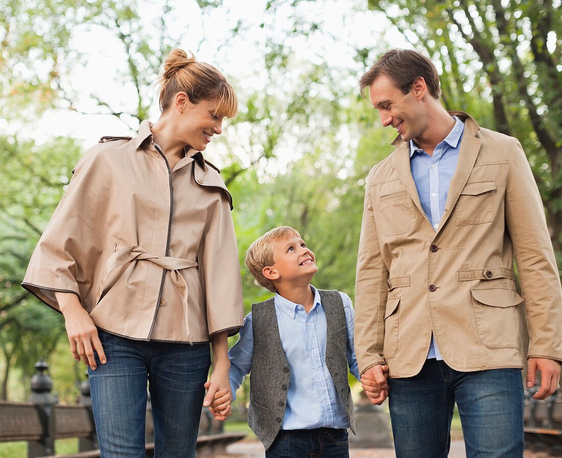 Family walking together in park