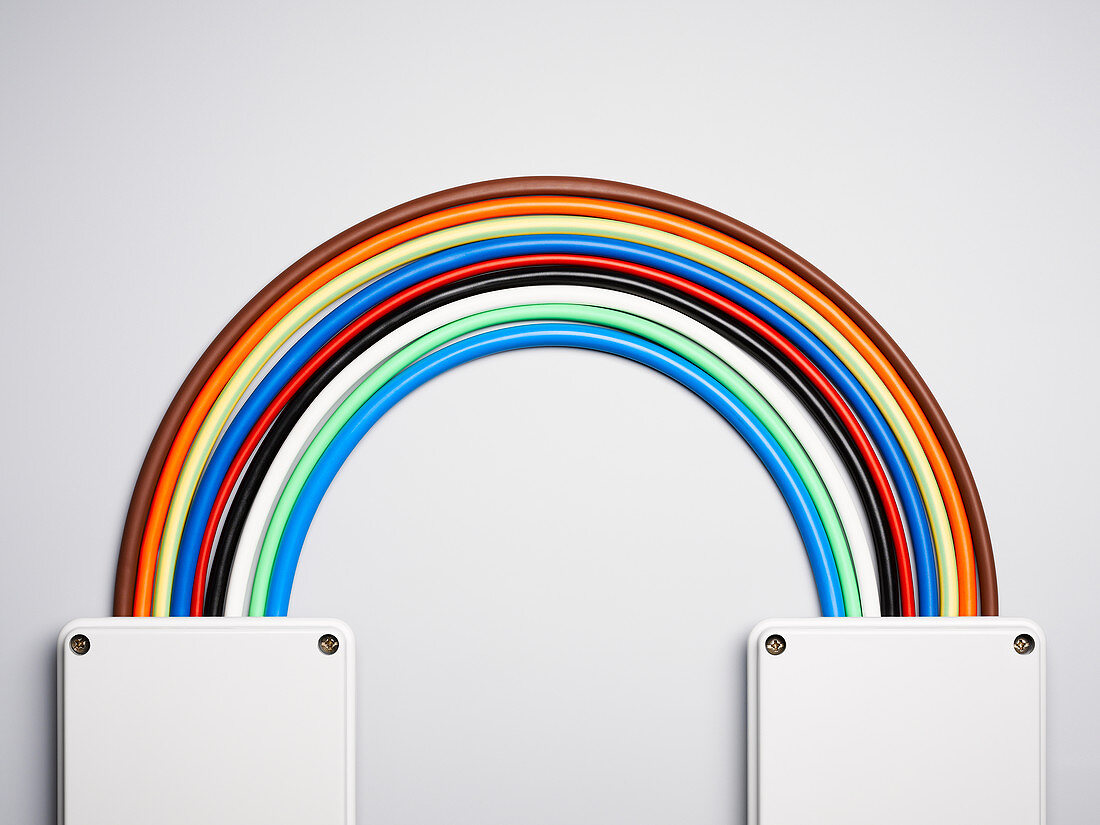 Colorful cords in rainbow shape