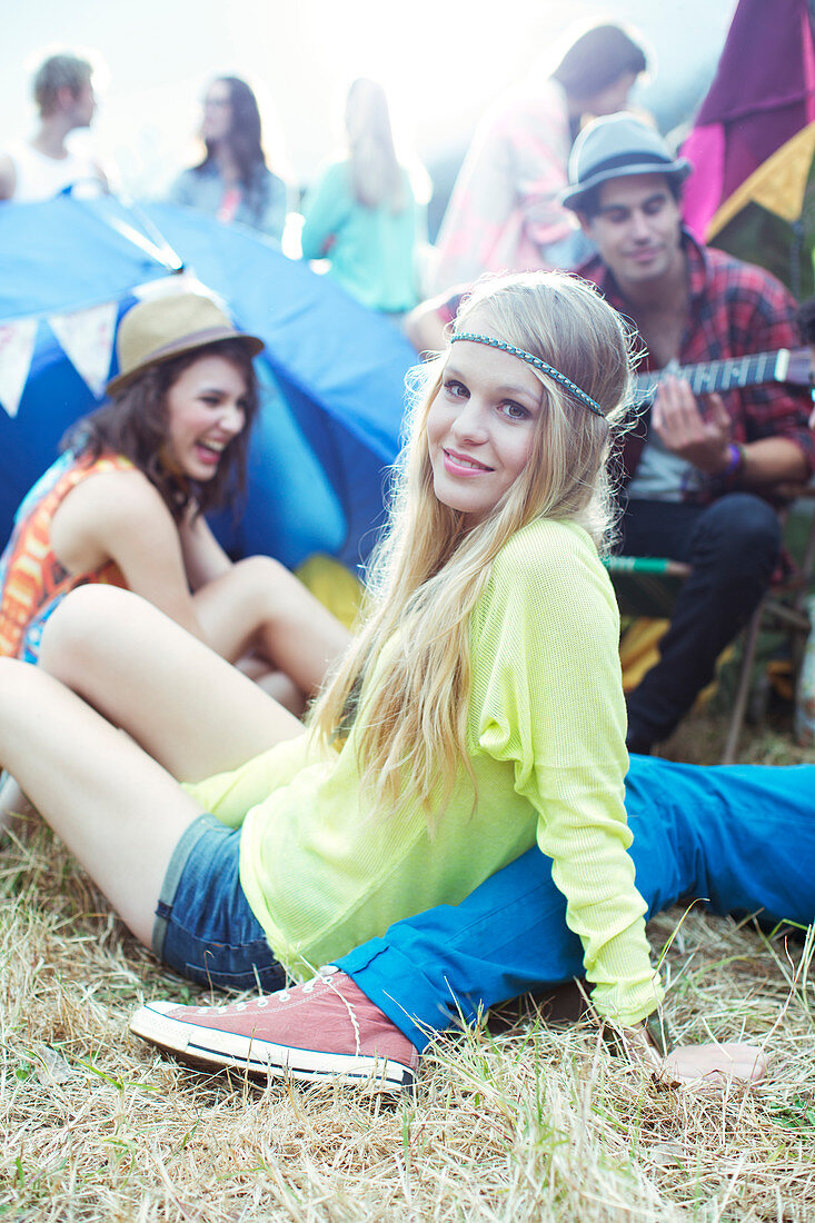 Woman hanging out with friends