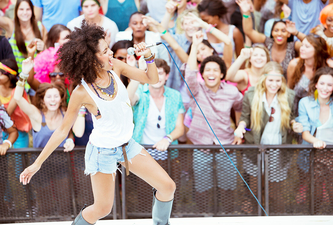 Fans cheering for performer