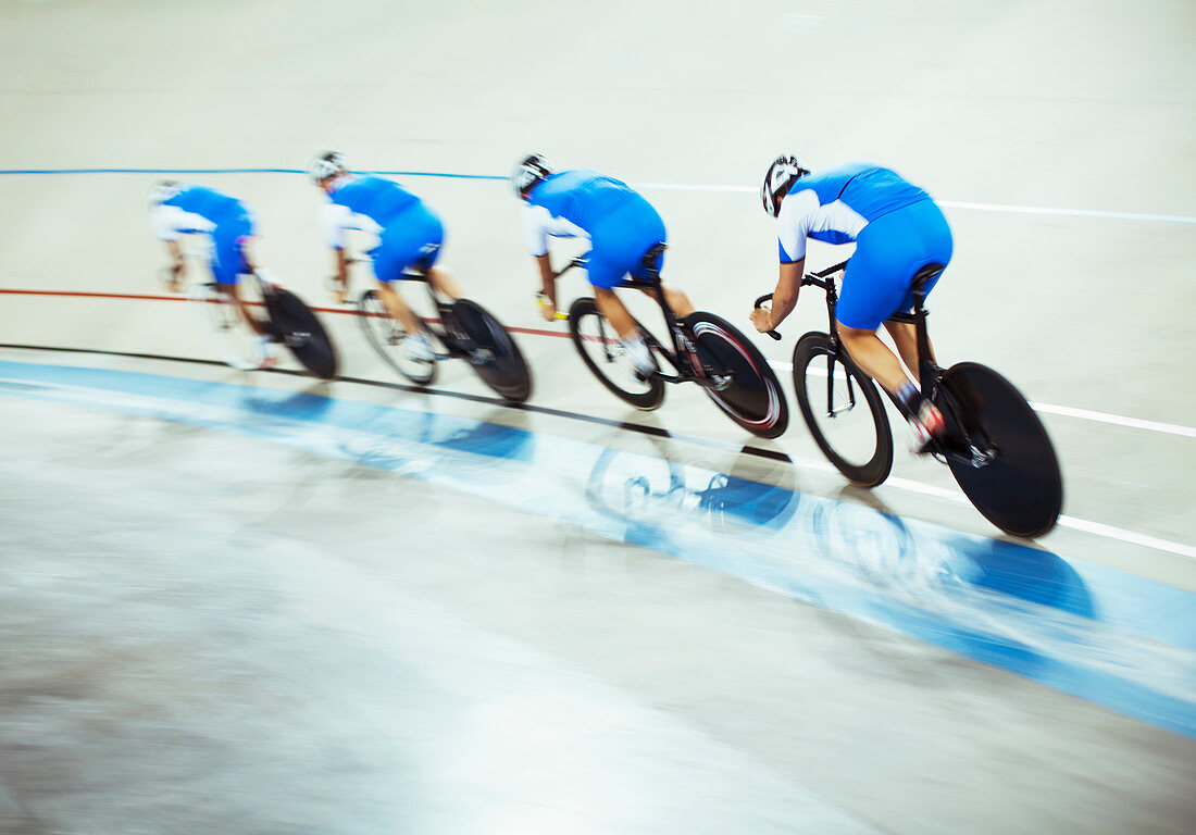 Track cycling team riding