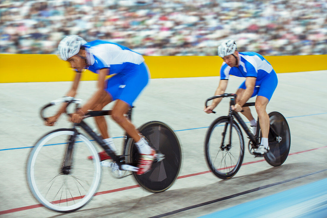 Track cyclists in velodrome