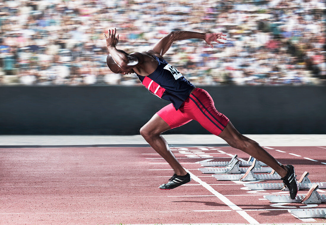 Sprinter taking off from starting block