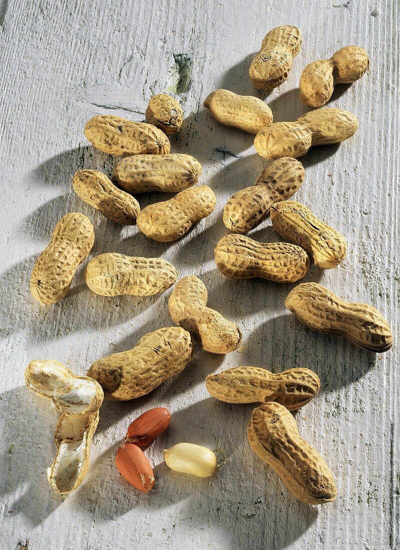 Several Peanuts; One Out of The Shell