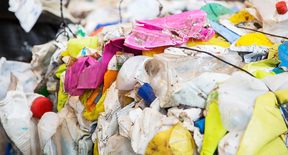 Close up of compressed recycling