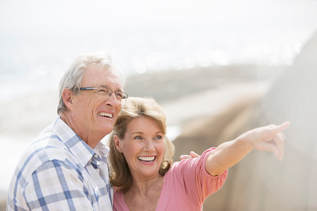 Older couple walking outdoors