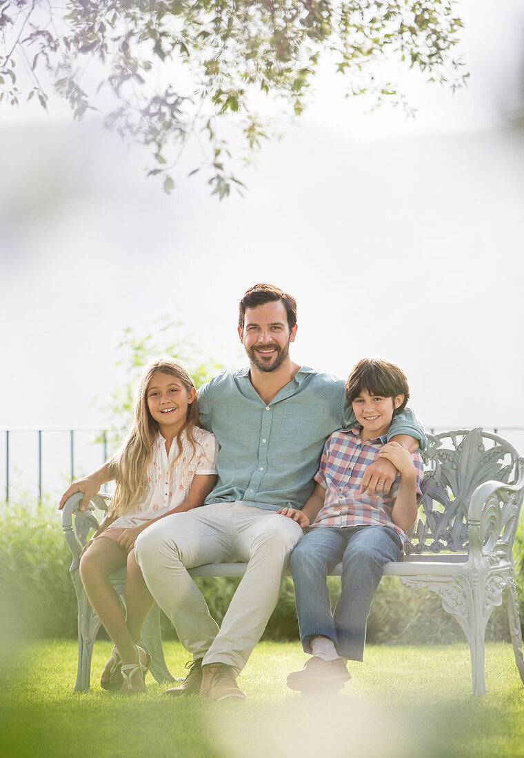 Father and children relaxing