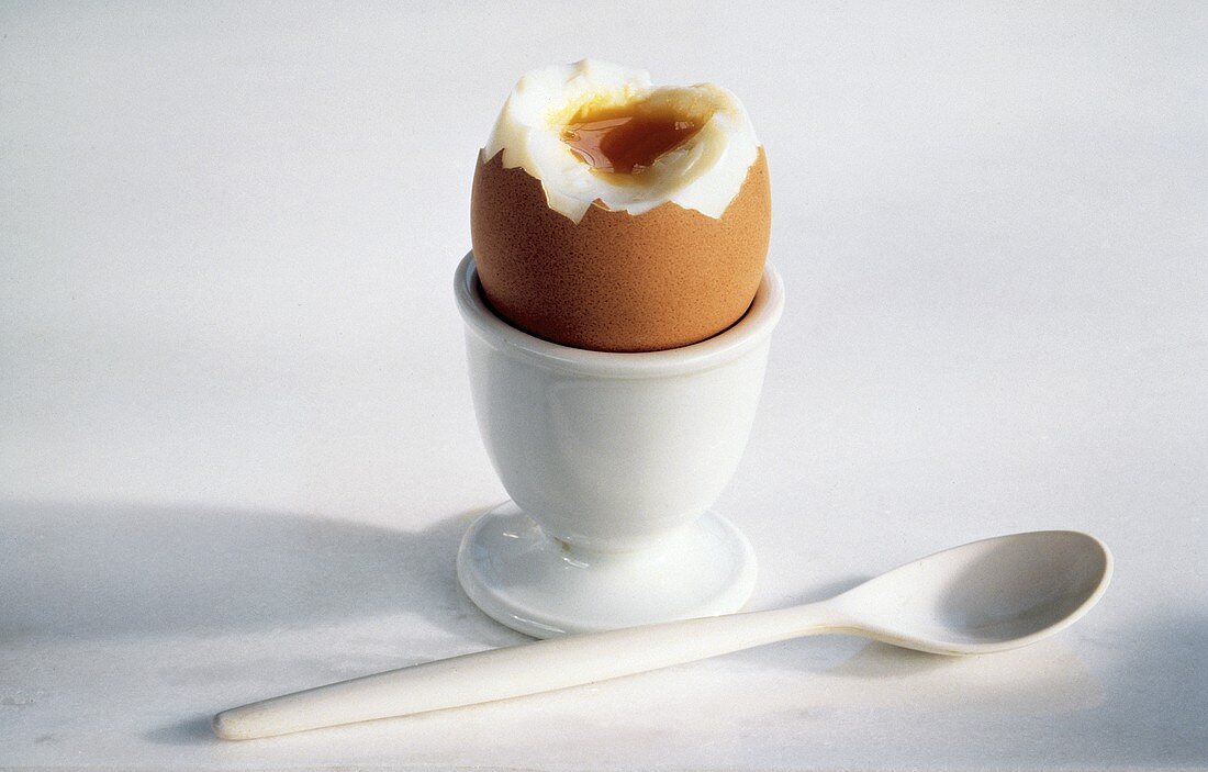 Soft Boiled Egg with Egg Cup and Spoon