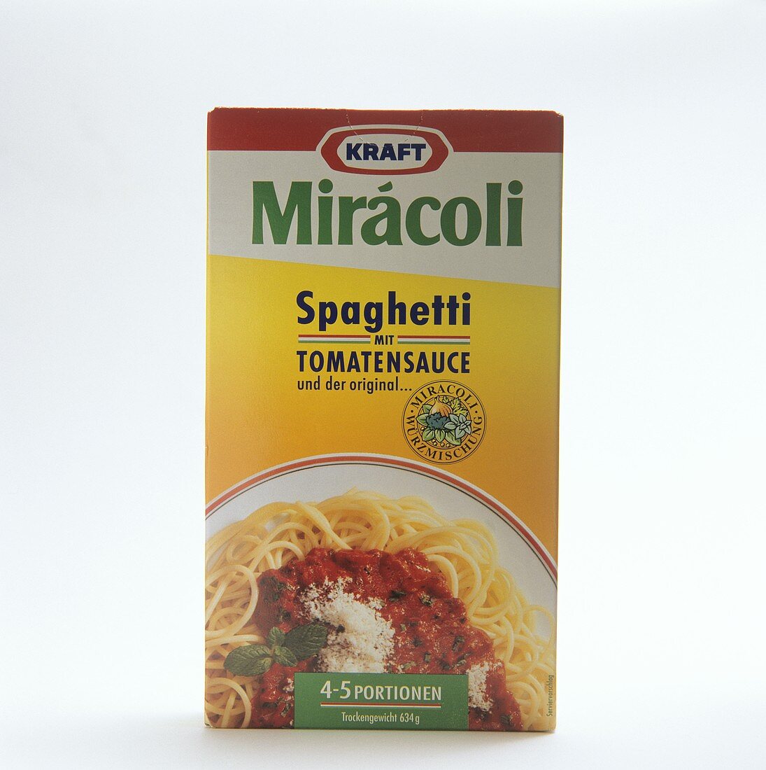 Eine große Packung Spaghetti mit Tomatensauce von Miracoli