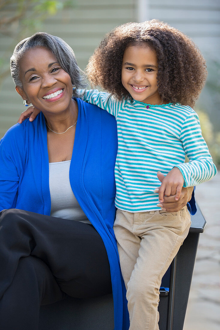 Happy grandmother and granddaughter