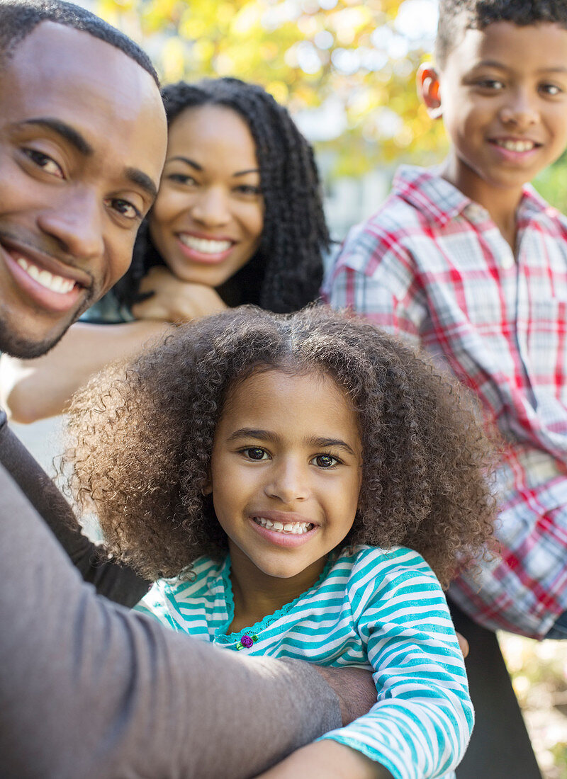 Close up portrait of smiling family