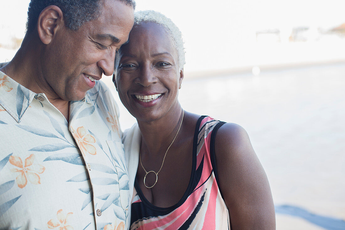 Portrait of senior couple hugging