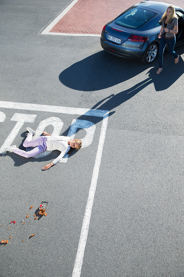 Driver rushing to injured girl on street