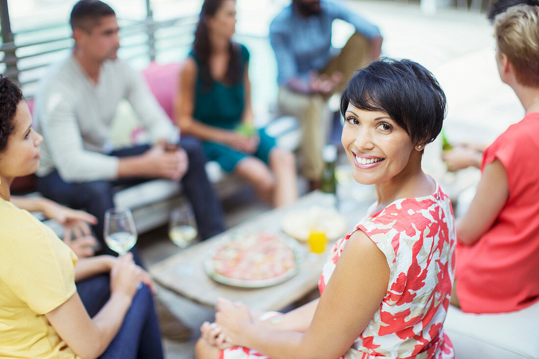 Woman smiling at party