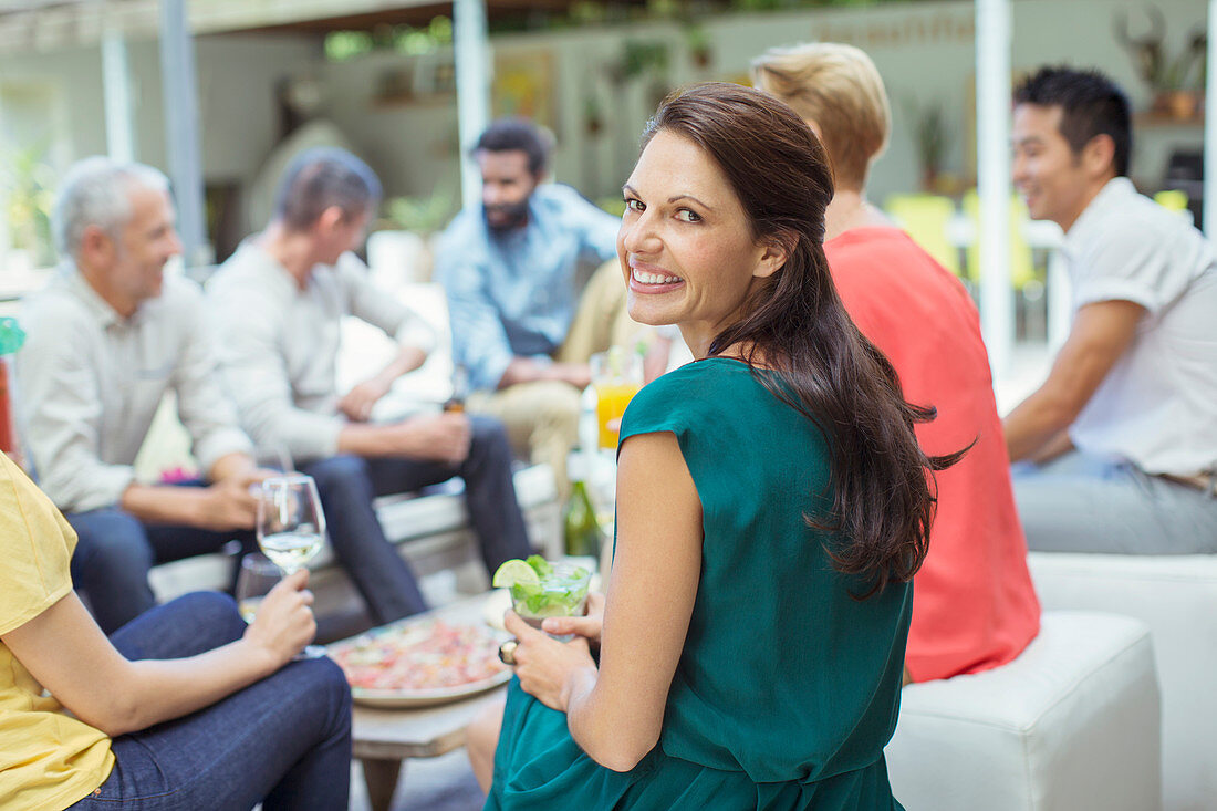 Woman smiling at party