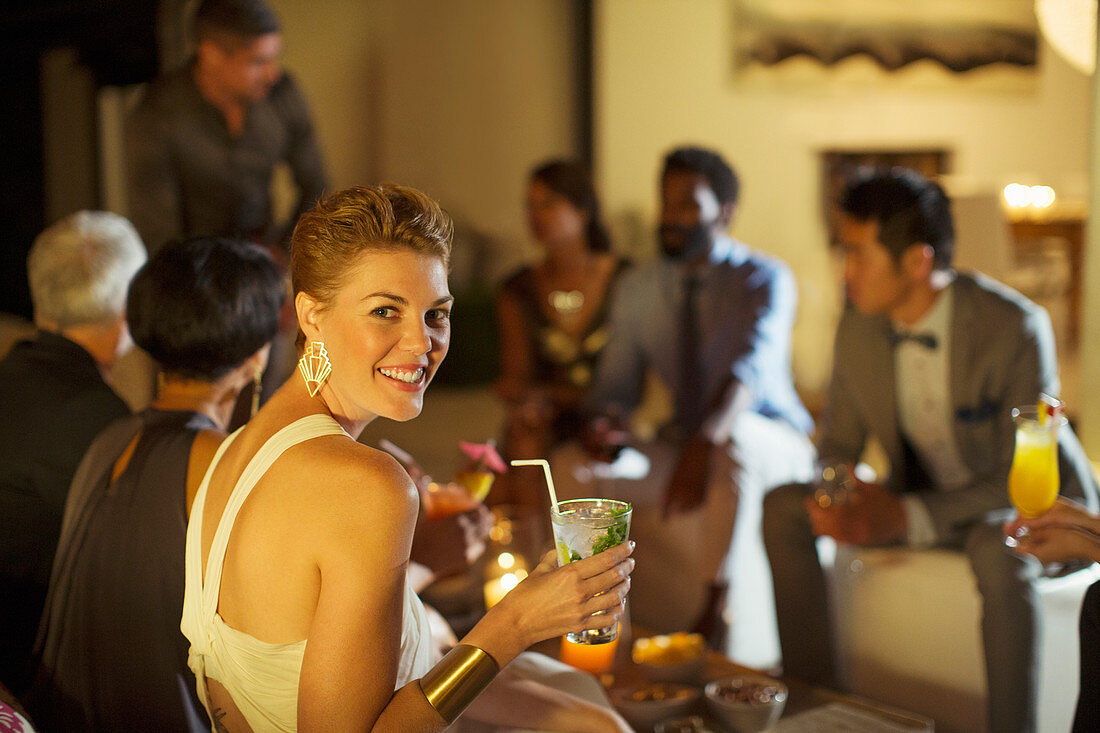 Woman smiling at party