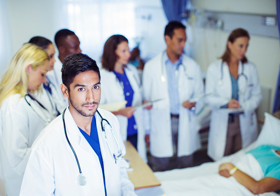 Doctor standing with residents room