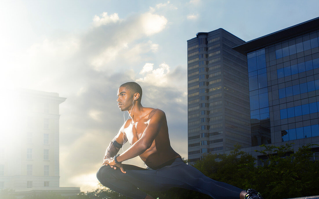 Man stretching before exercising