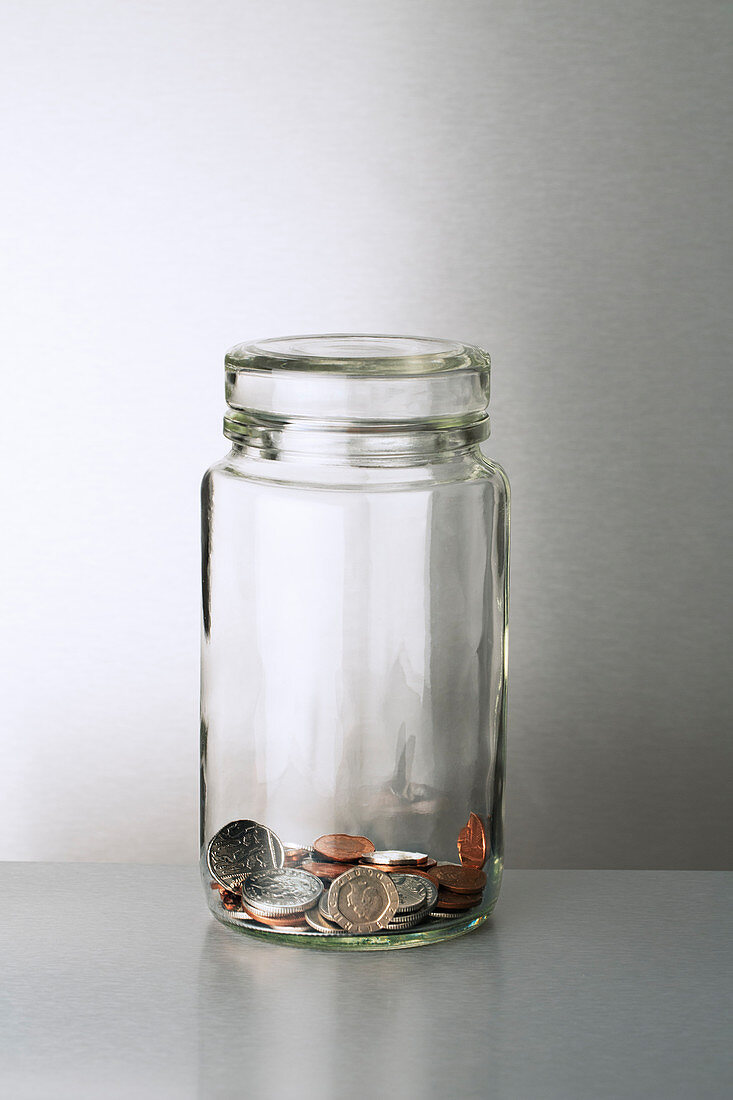 Glass change jar on counter