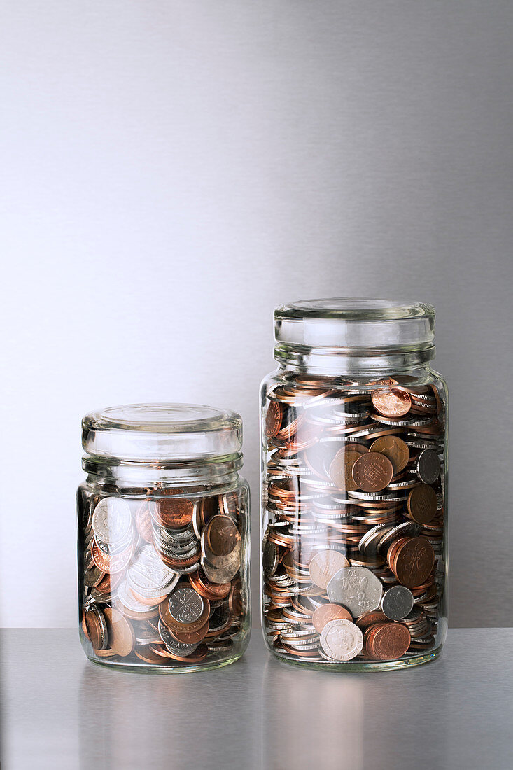 Change jars sitting on counter