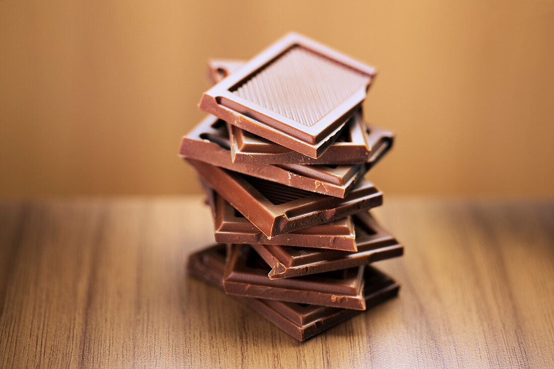 Close up of stack of chocolate squares