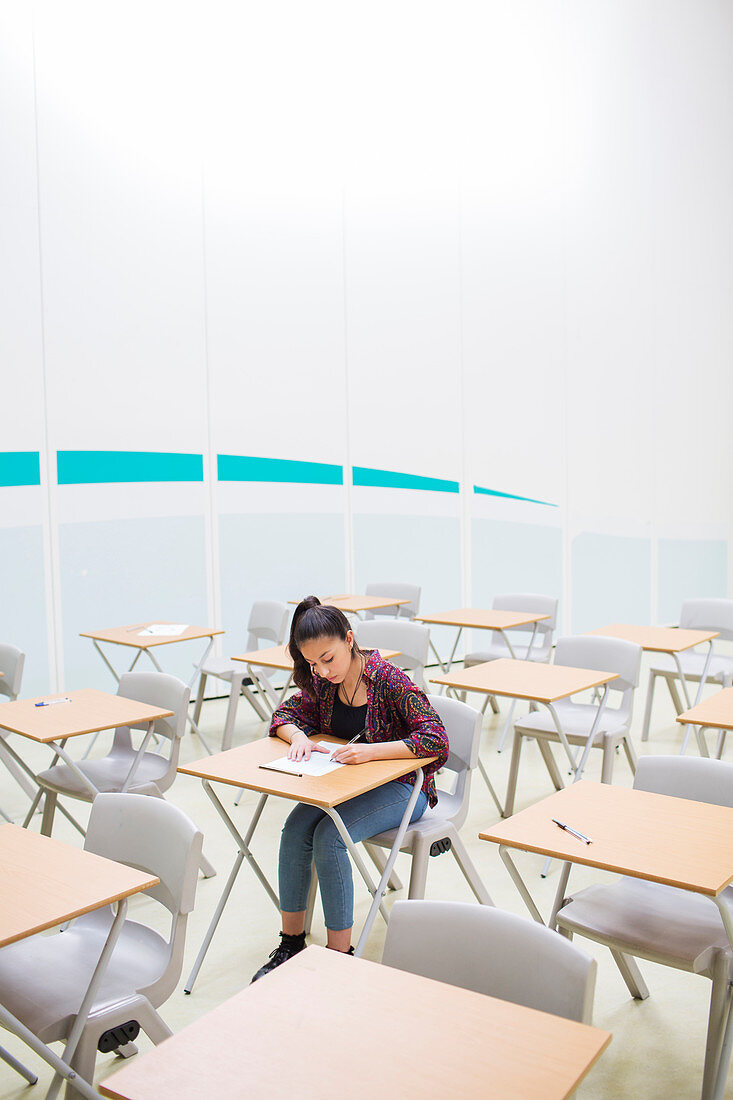 Female student sitting alone