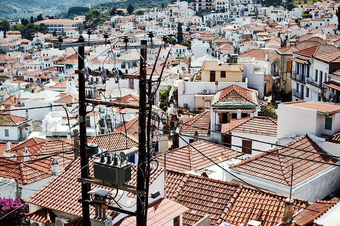 Red tiled rooftops, Skopelos, Greece