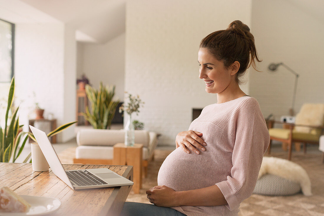 Pregnant woman video conferencing