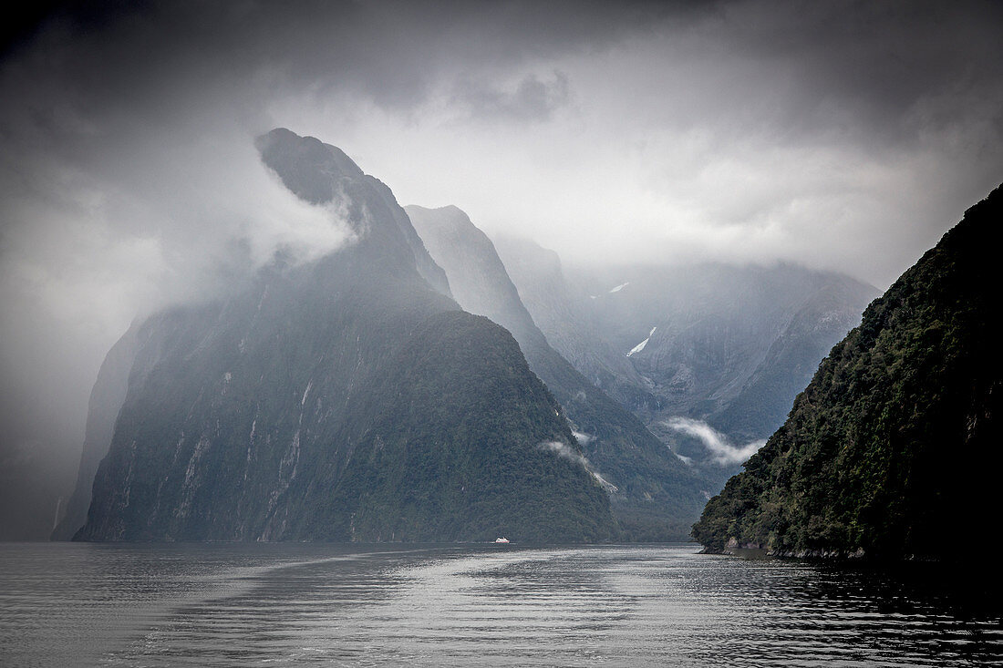 Clouds and fog, Milford Sound, New Zealand