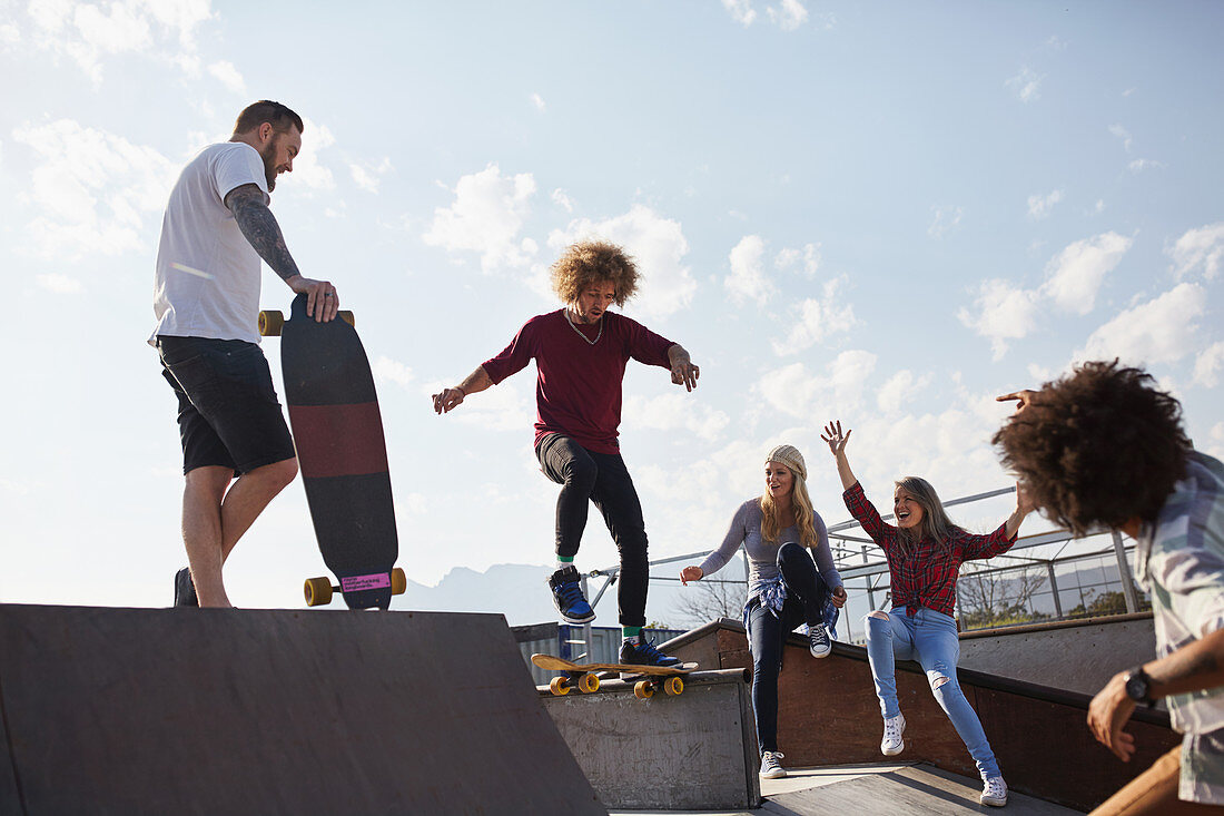 Friends skateboarding
