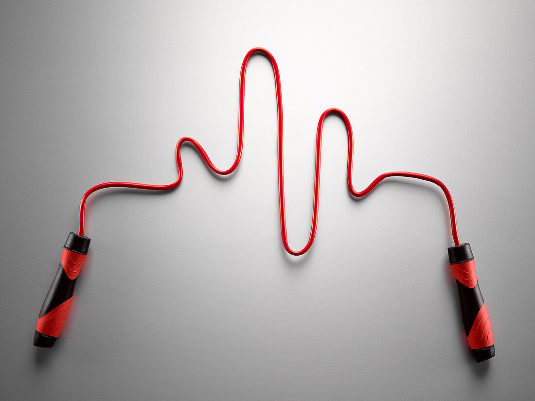 Red jump rope forming pulse trace