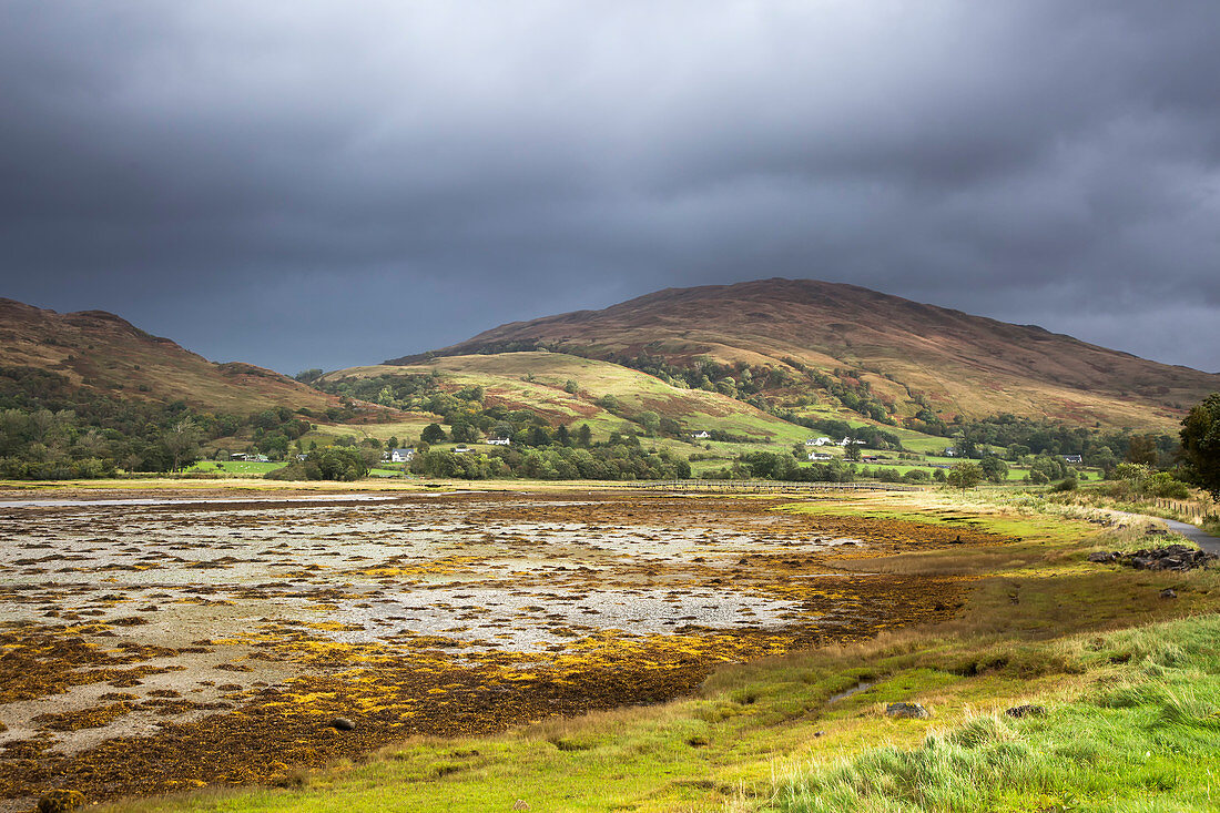 Storm clouds over rolling hills, Argyll, Scotland