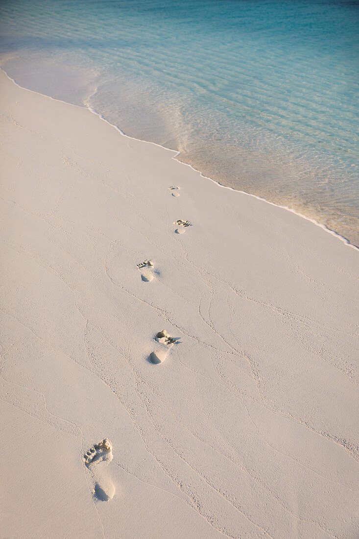 Footprints in sand on beach