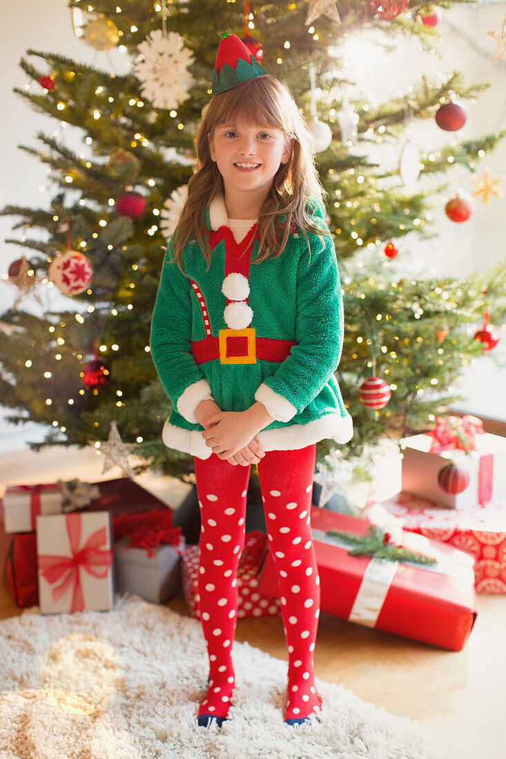 Smiling girl wearing elf